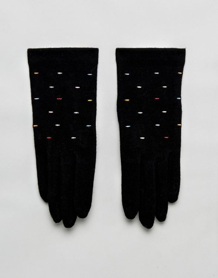 Vincent Pradier Smart Touch Gloves With Colored Specks - Black