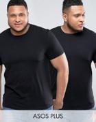 Asos Plus Muscle Fit T-shirt 2 Pack Save - Multi