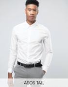 Asos Tall Regular Fit Shirt With Button Down Collar In White - White