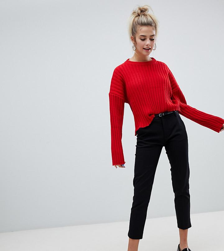 Bershka Belted Pants-black