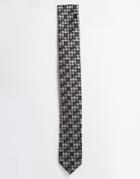 Asos Slim Tie In Gray Check - Gray