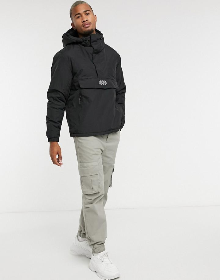 Pull & Bear Overhead Padded Jacket In Black