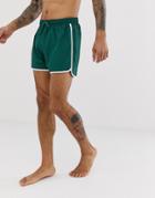 Weekday Tan Swim Shorts In Dark Green - Green