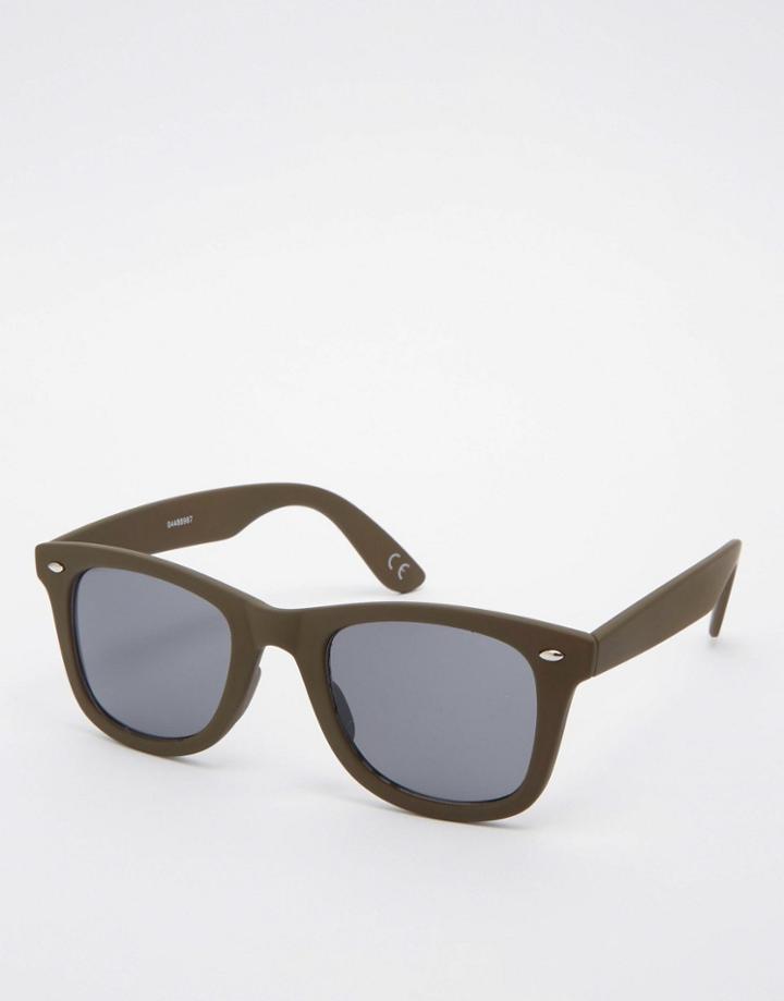 Asos Sqaure Sunglasses In Khaki - Khaki