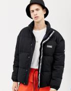 Tommy Jeans Essential Puffer Jacket With Logo In Black - Black