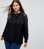 Junarose Blouse With Lace Sleeves - Black