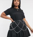Asos Design Curve Chain Skirt Festival Waist Belt-silver