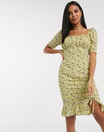 Pretty Darling 90's Gathered Bust Floral Mini Dress-multi