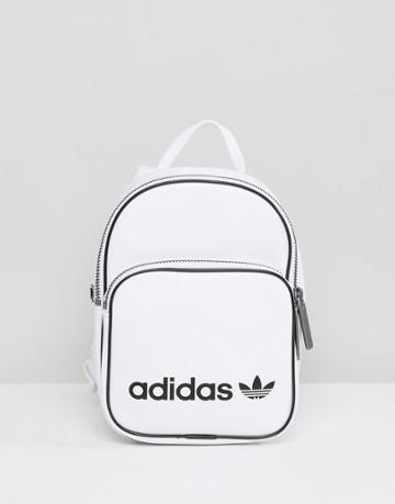 Adidas Originals Mini Backpack In White Faux Leather - White