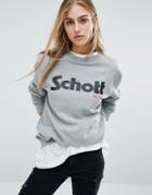 Schott Sweat Sweater With Front Logo - Gray