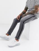 Only & Sons Slim Fit Side Stripe Jeans In Gray Wash