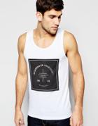 Asos Muscle Tank With Boxed In Print In White - White