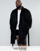 Asos Plus Fleece Shawl Robe - Black