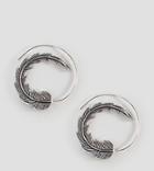 Reclaimed Vintage Inspired Feather Spiral Hoop Earrings - Silver