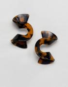 Asos Design Stud Earrings In Tortoisheshell Swirl Design - Multi