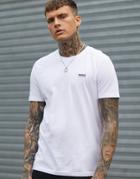Hugo Dero Contrast Embroidered Logo T-shirt In White