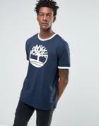 Timberland Logo Ringer T-shirt In Navy - Navy