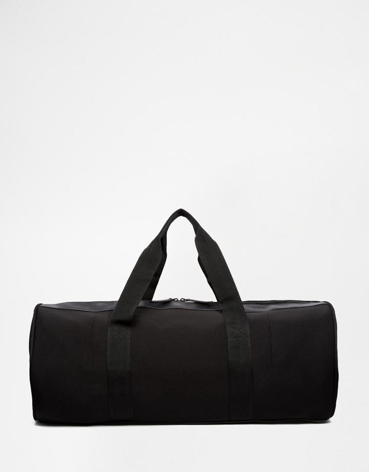Asos Barrel Bag In Black Scuba With Mesh Panels - Black