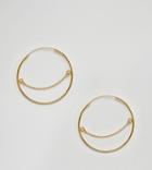 Asos Design Gold Plated Sterling Silver Hoop Earrings With Chain Detail - Gold