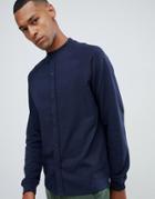 Asos Design Sweatshirt With Shirt Front In Navy - Navy
