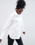 Asos Boyfriend Shirt With Deep Cuff & Button Side - Blue