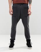 Asos Drop Crotch Joggers With Waffle Pockets In Washed Black - Washed Black