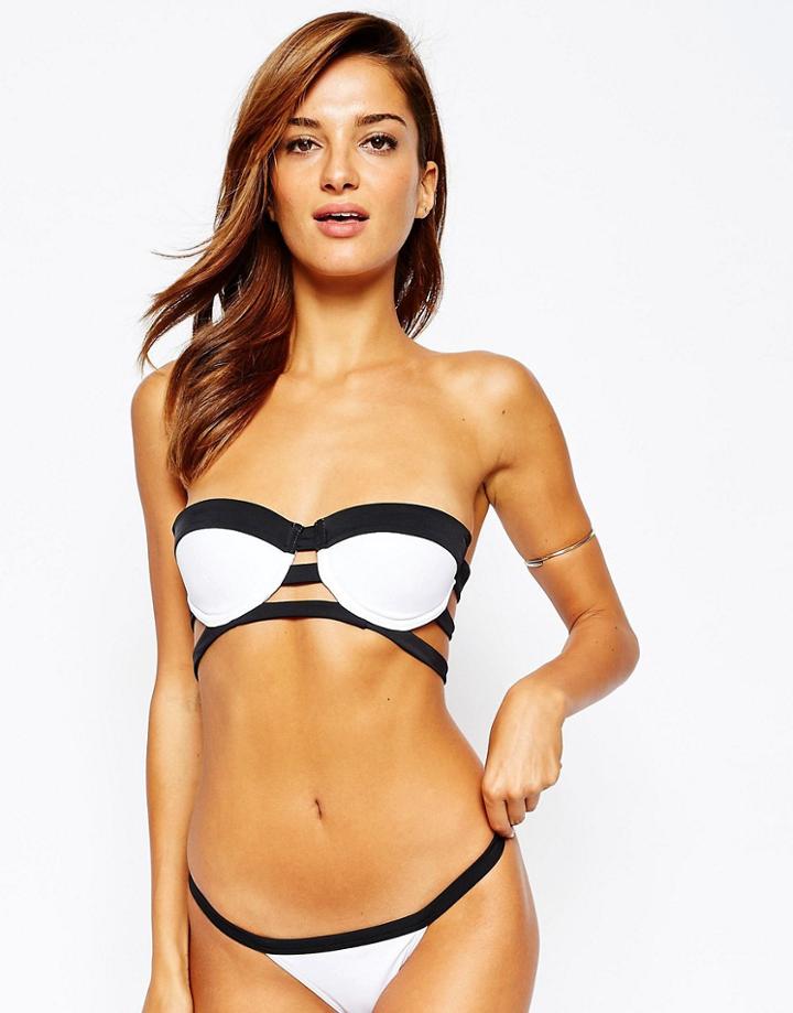 Asos Mono Contrast Caged Bandeau Bikini Top