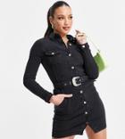 Parisian Tall Belted Western Dress In Charcoal-grey