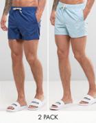 Asos Swim Shorts In Blue In Short Length 2 Pack Save - Multi
