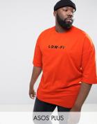 Asos Plus Oversized T-shirt With Lo Fi Print - Orange