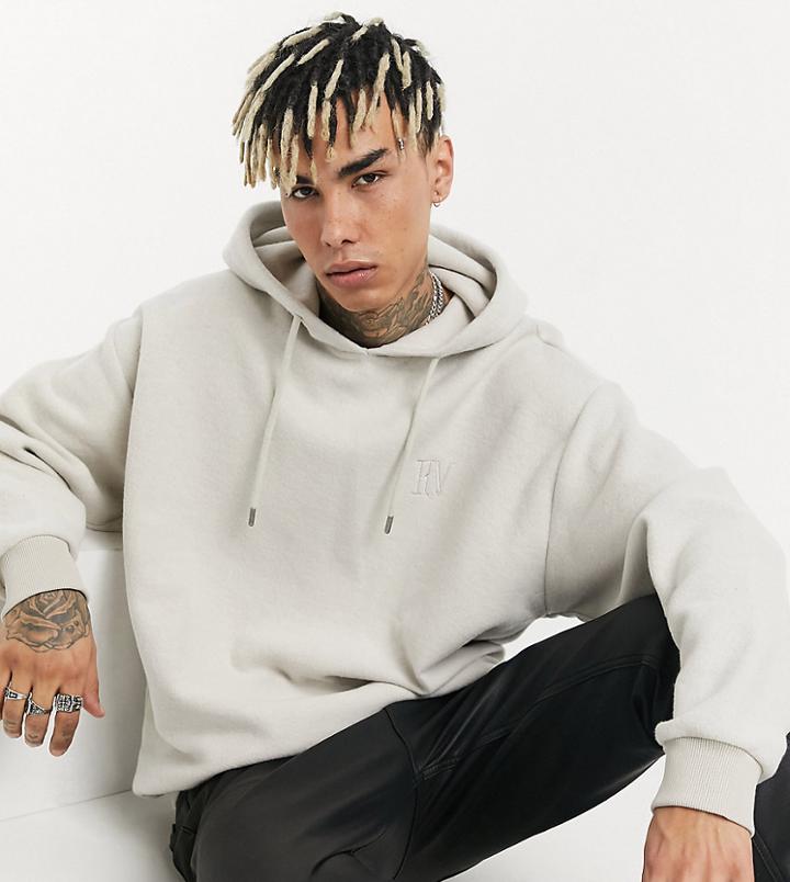 Reclaimed Vintage Inspired Reversed Brushed Organic Cotton Hoodie In Stone-neutral