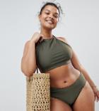 Brave Soul Plus Size High Neck Bikini Set - Green