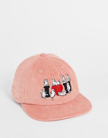 Ripndip I Love You Corduroy Cap In Pink