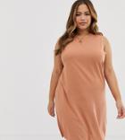 Asos Design Curve Slub Tank Dress - Brown