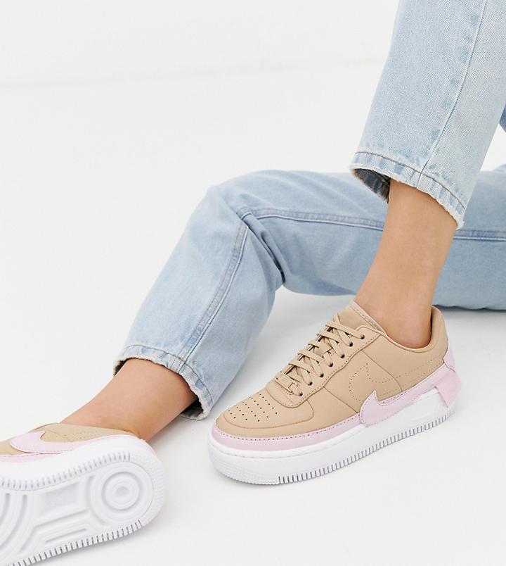 Nike Air Force 1 Jester Sneakers In Beige And Pink