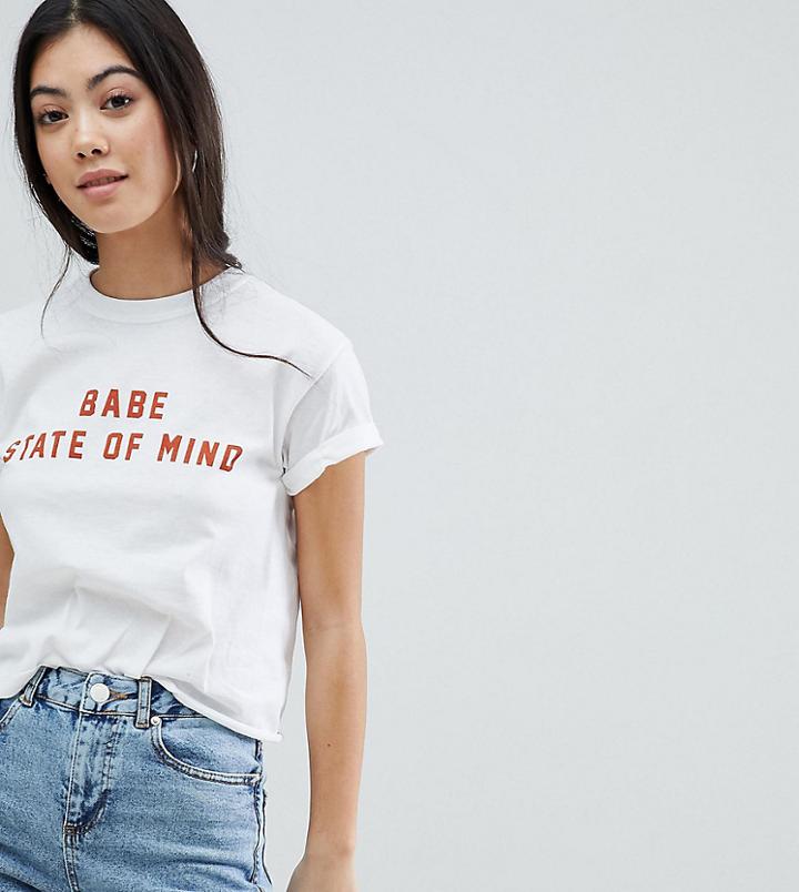 Miss Selfridge Petite Babe Slogan T Shirt - White