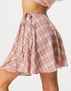 Heartbreak Wrap Tie Waist Mini Skirt In Pink Plaid - Part Of A Set-multi