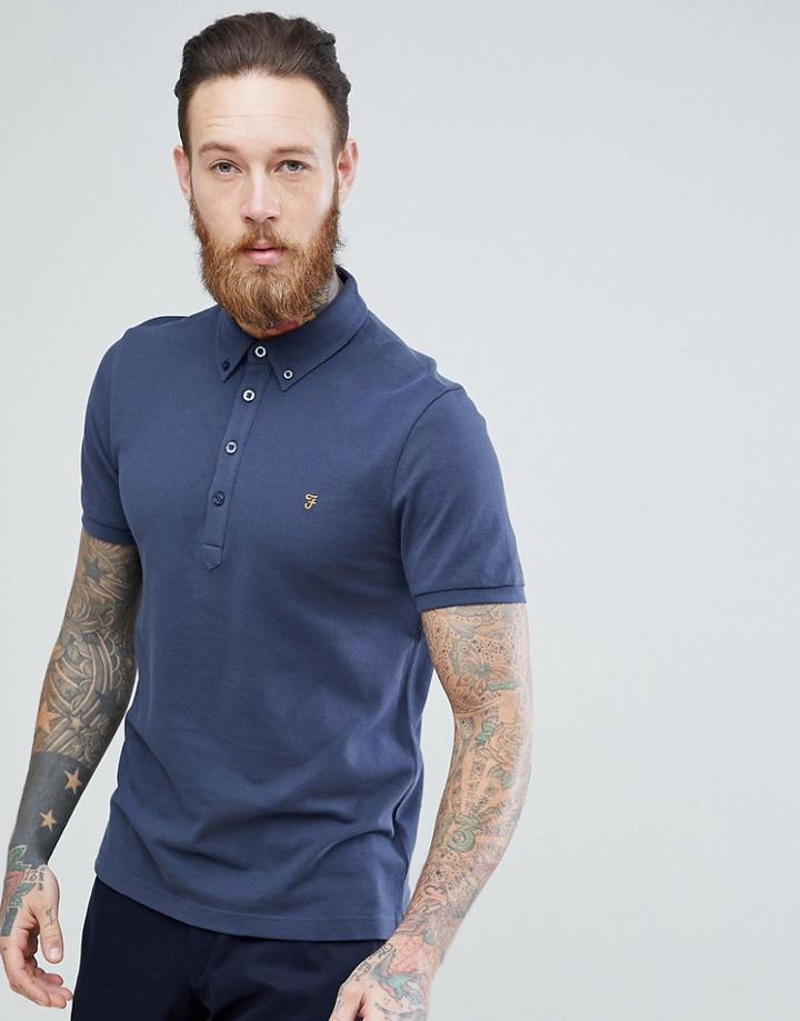 Farah Merriweather Slim Fit Polo In Navy - Navy