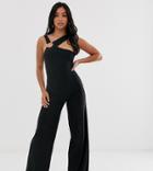 Club L London Petite Jumpsuit With Hardware Back Detail In Black - Black