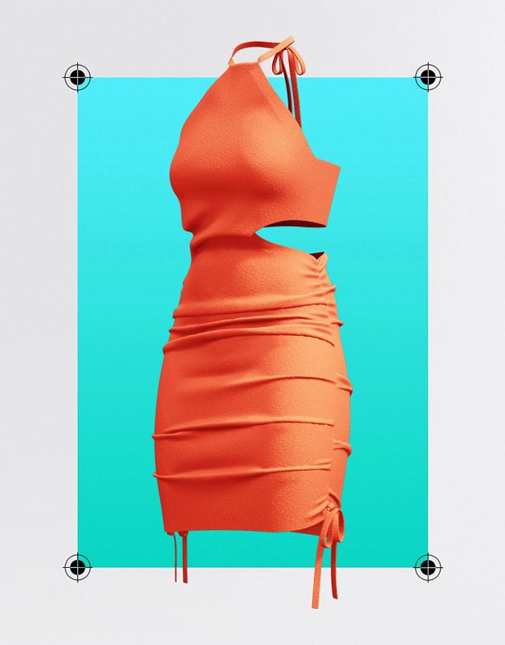 Asos Design Circular Design Organic Cotton Ruched Mini To Midi Beach Dress In Orange