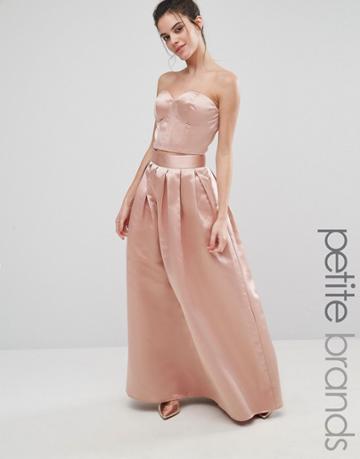 Chi Chi London Petite Satin Maxi Skirt - Pink