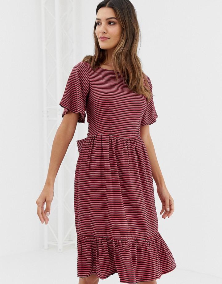 Closet Wide Sleeve Frill Hem Dress - Multi