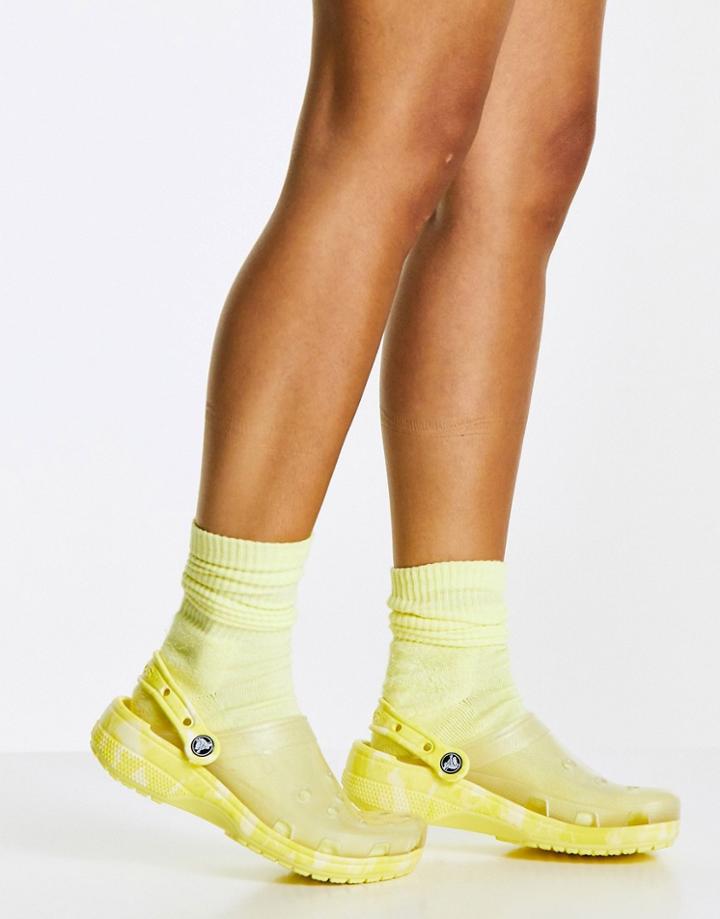 Crocs Classic Translucent Shoes In Banana Bleach Dye-yellow