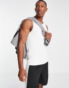 Asos 4505 Muscle Fit Ribbed Training Tank Top In White
