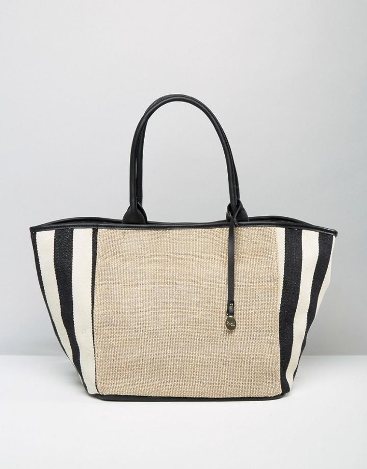 Nali Striped Straw Tote Beach Bag - Multi