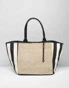 Nali Striped Straw Tote Beach Bag - Multi