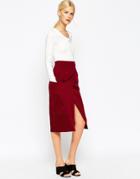 Asos Premium A-line Wrap Skirt With Pocket Detail Co-ord - Wine