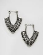 Designb London Engraved Hoop Earrings - Silver