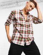 Jack & Jones Originals Plaid Shirt In Khaki & Red-multi