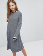 Wood Wood Pillar Sports Stripe Hem Knitted Dress - Blue